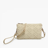 Riley Convertible Cross Body Purse, Wristlet or Clutch -  Sweater Knit Beige