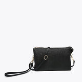 Riley Convertible Cross Body Purse, Wristlet or Clutch -  Micro Straw Black