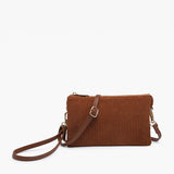 Riley Convertible Cross Body Purse, Wristlet or Clutch - Corduroy Brown