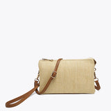Riley Convertible Cross Body Purse, Wristlet or Clutch -  Micro Straw Natural