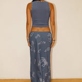 Rodeo Studded Crop Tank - Denim Blue