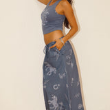 Rodeo Studded Crop Tank - Denim Blue