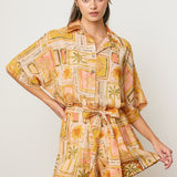 Short Sleeved Collared Romper  - Sandcastle