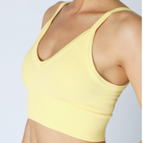 Ribbed V Neck Bra Top by NikiBiki - Pale Lemon