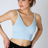 Ribbed V Neck Bra Top by NikiBiki - Breezy Blue