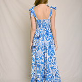 Self Care Resort Print Maxi Dress  - Blue Coastal Print