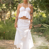 Halter Tank With Slit Front  - White