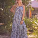 Indie Lace Maxi Dress -  Coastal Blue Floral
