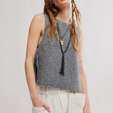 Lizzie Tie Side Sweater Tank -  By Free People - Smoked Pearls Grey