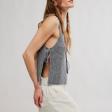 Lizzie Tie Side Sweater Tank -  By Free People - Smoked Pearls Grey