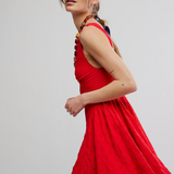 Cant Help It Mini Dress - by Free People - High Risk Pepper Red