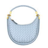 Woven Hobo Small Purse w/ Woven Handle - Light Blue