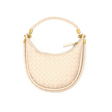 Woven Hobo Small Purse w/ Woven Handle - Cream