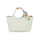 Medium East West Tote With Scarf Wrapped Handle - White