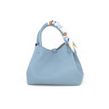 Medium East West Tote With Scarf Wrapped Handle - Light Blue