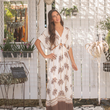 Luxe Palm Print O Ring Maxi Dress by Surf Gypsy - Palm