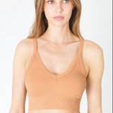 Ribbed V Neck Bra Top by NikiBiki - AZ Tan