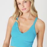Ribbed V Neck Bra Top by NikiBiki - HOrizon Blue