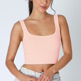 Chevron Ribbed Crop Top by NikiBiki - Peachy Pink