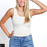 Ribbed Reversible Full Length Tank Top by NikiBiki - Butter Cream