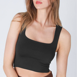 Clean Line Square Neck Crop Top by NikiBiki - Black