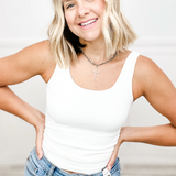 Ribbed Reversible Full Length Tank Top by NikiBiki - Ivory