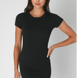 Ribbed Short Sleeved Dress  by NikiBiki - Black