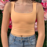 Clean Line Square Neck Crop Top by NikiBiki - Papaya