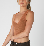 V Neck Ribbed Crop Top by NikiBiki - Vintage Copper