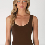 Clean Line Sweetheart Neck Full Length Tank Top by NikiBiki - Coffee Bean