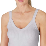 Wide Ribbed Full Length V Neck Tank Top by NikiBiki - Light Gray