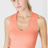 Ribbed Knit Polo Neck Top by NikiBiki - Desert Flower Orange