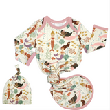 Luxury Bamboo Newborn Baby Gown & Hat Set - Making Waves - Emerson