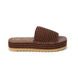 Braided Straw Flatform Straw Slide Sandals - Del Mar - Dark Cocoa Brown