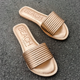 Metallic Slide Sandals - Troller - Gold