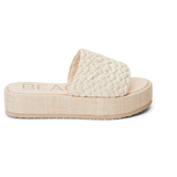 Braided Straw Flatform Slide Sandals - Cairo - Beige