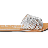 Strappy Knotted Slide  Sandals - Baxter - Silver