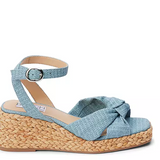 Braided Straw Wedge w/ Knot Front- Ibiza - Denim