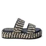 Braided Straw Flatform Slide Sandals - Borderline - Black Tan