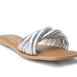 Metallic Twisted Slide Sandals - Gale - Silver