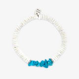 Pura Vida -  Puka Shell Turquoise Chip Stretch Bracelet