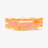 Pura Vida Bracelets - Mixed Seed Bead Stretch Bracelets -  Pack of 8 - Orange