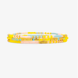 Pura Vida Bracelets - Mixed Seed Bead Stretch Bracelets -  Pack of 3 - Yellow Sunburst