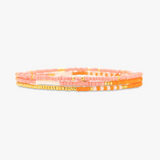 Pura Vida Bracelets - Mixed Seed Bead Stretch Bracelets -  Pack of 3 - Orange