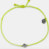 Pura Vida - Scallop Charm Silver Braided Anklet - Neon Yellow