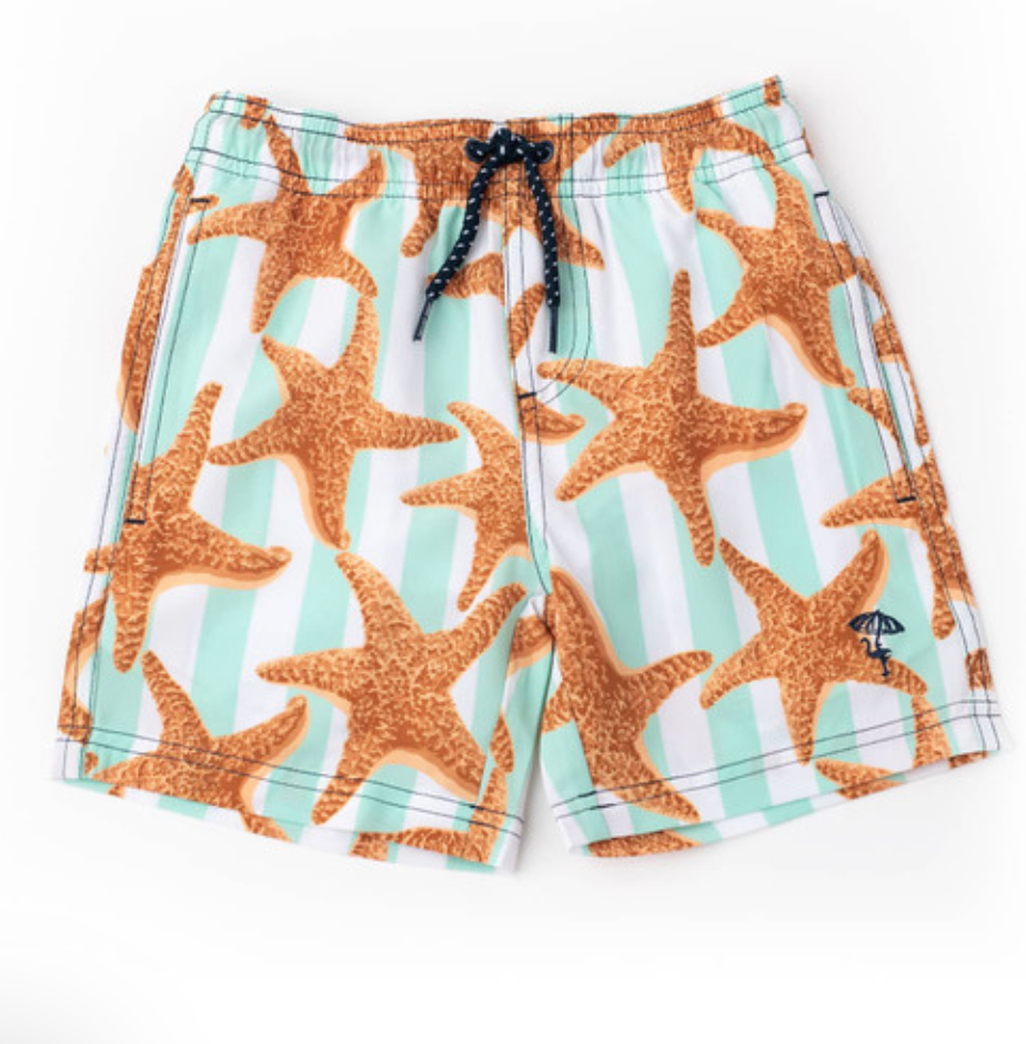 Starfish Stripe Swim Trunks - Mint