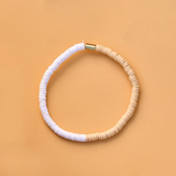 Pura Vida Bracelets - Seascape Vinyl Stretch Bracelet -  Cafecito - Tan White
