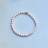 Pura Vida Bracelets - Seascape Vinyl Stretch Bracelet -  SANW - Tan White Stripe