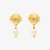 Pura Vida -  Radiant Pearl Shell Stud Earrings -  Gold