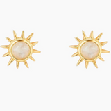 Pura Vida -  Moonstone Sunray Stud Earrings - Gold